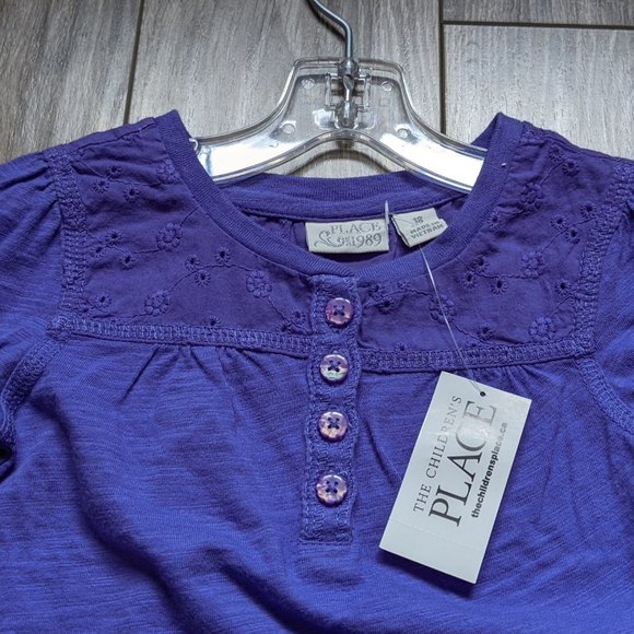 NWT Baby Girl (18M) - CHILDREN'S PLACE Eyelet Roll Up LS Top - Picture 4 of 4